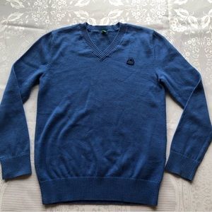 United Colors Of Benetton Boys Size S (6-7) Blue Warm Winter Sweater V-Neck